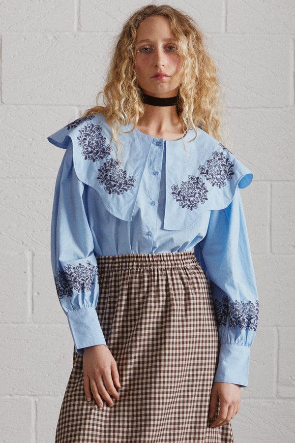 damson madder romeo embroidered blouse blue