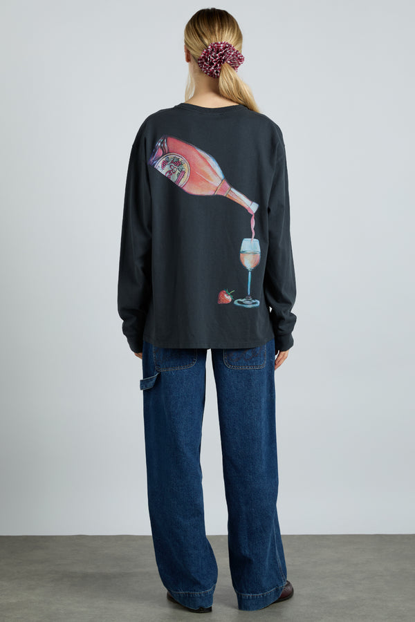 Damson Madder Rose Wine Long Sleeve Tee- Charcoal