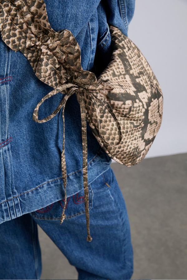 Damson Madder Ruched Kidney Bag In Snake Print