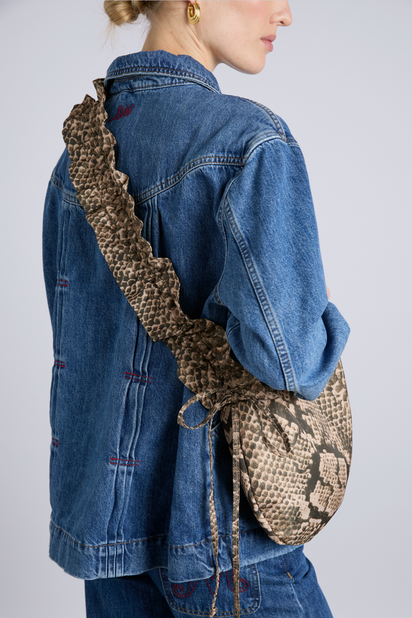 Damson Madder Ruched Kidney Bag In Snake Print