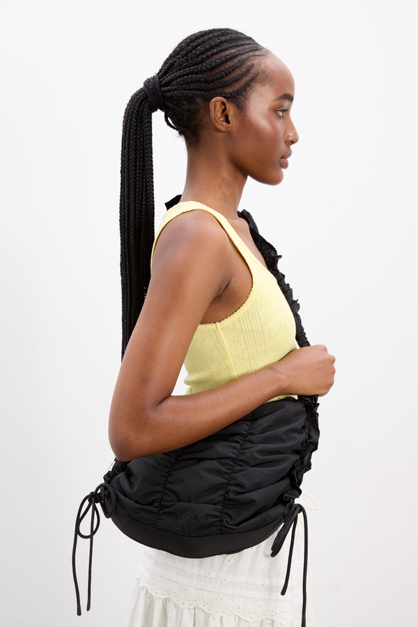 Damson Madder Ruched Tie Bag - Black