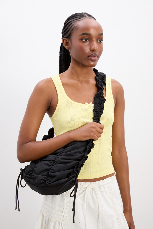 damson madder ruched tie bag - black