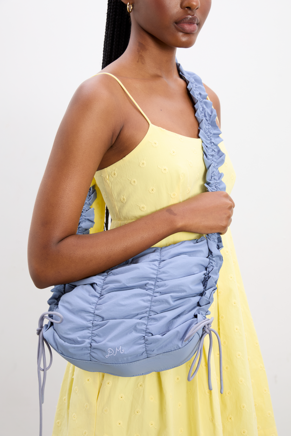 damson madder ruched tie bag - blue