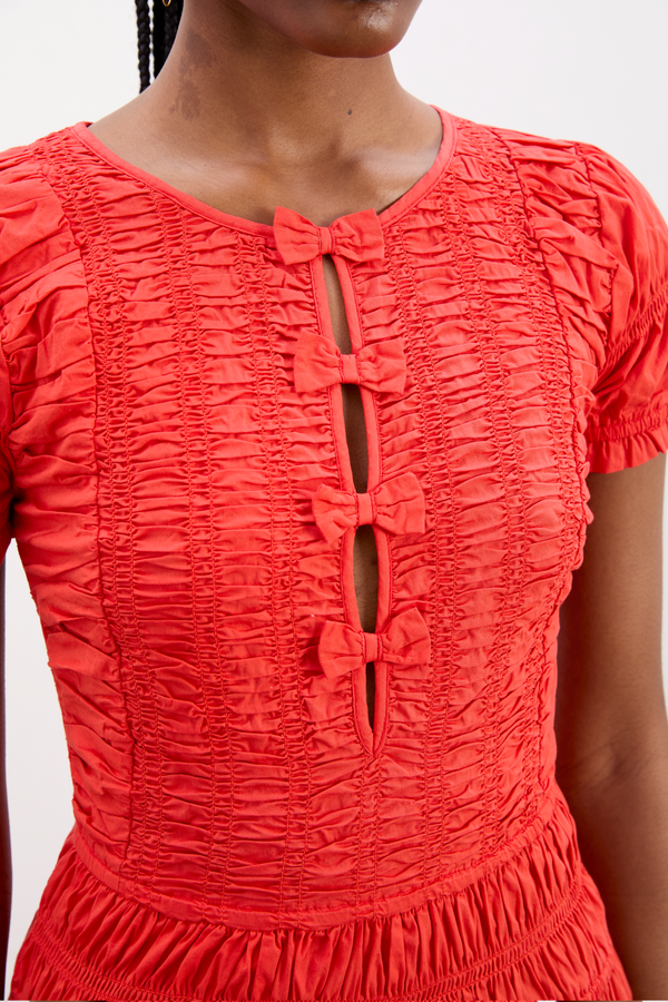 Damson Madder Saffy Midi Dress - Red Alert