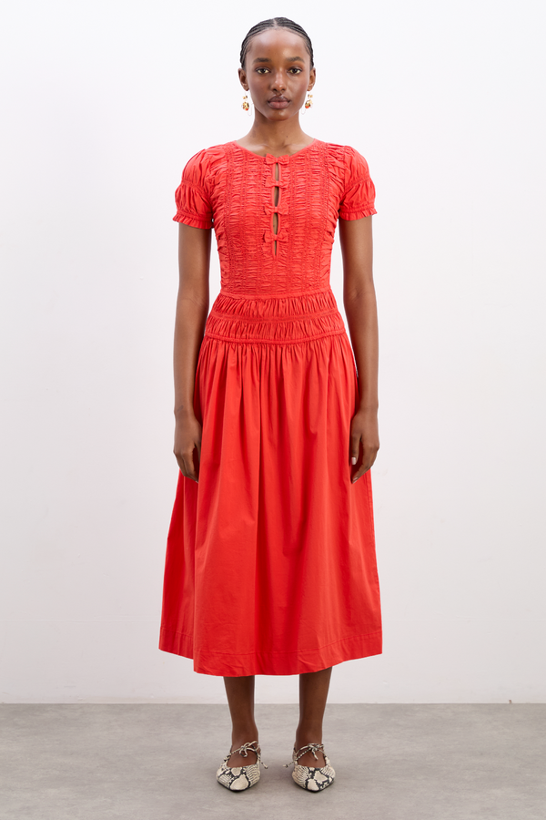 damson madder saffy midi dress - red alert