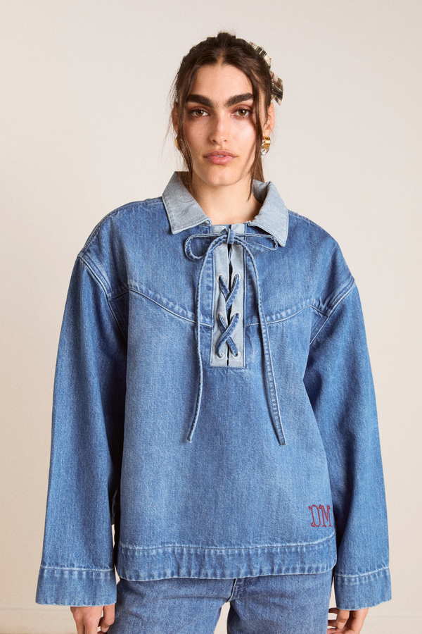 damson madder scarlett rugby shirt - bayou wash