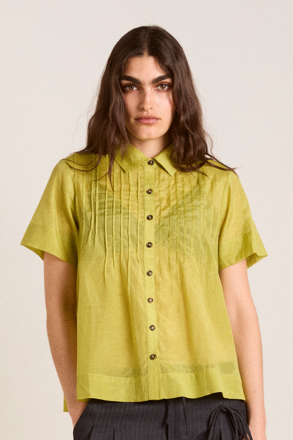 damson madder sheer wendy blouse - golden lime