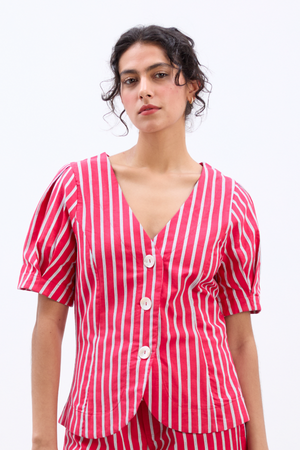 Damson Madder Shell Blouse - Red Stripe