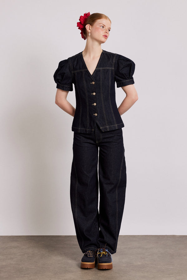 Damson Madder Shell Denim Top - Dark Indigo
