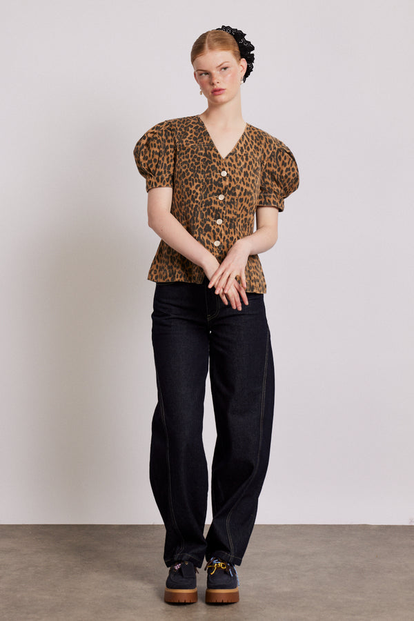 Damson Madder Shell Denim Top - Leopard