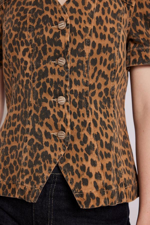 Damson Madder Shell Denim Top - Leopard