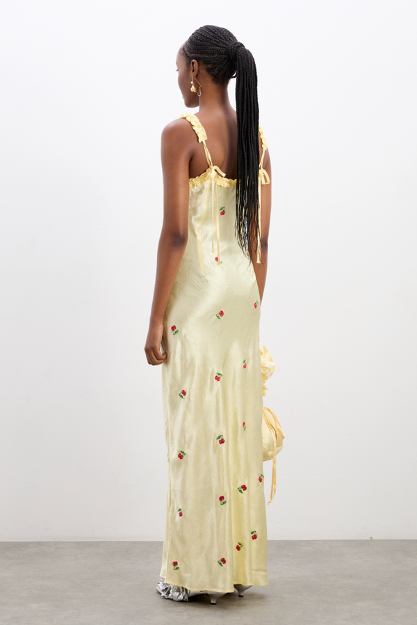Damson Madder Simone Slip Midi Dress - Butter Yellow