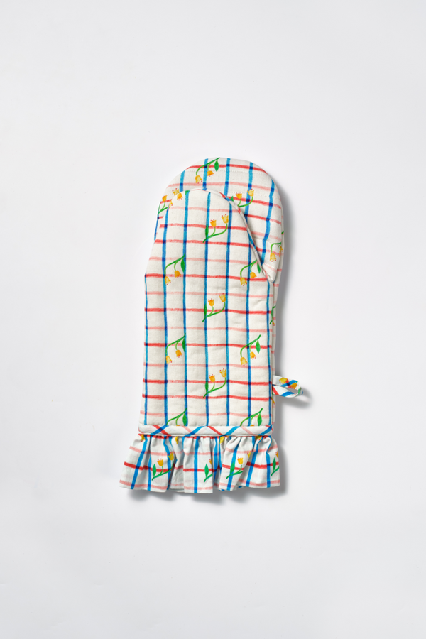 Damson Madder Single Oven Mitt - Tulip Check