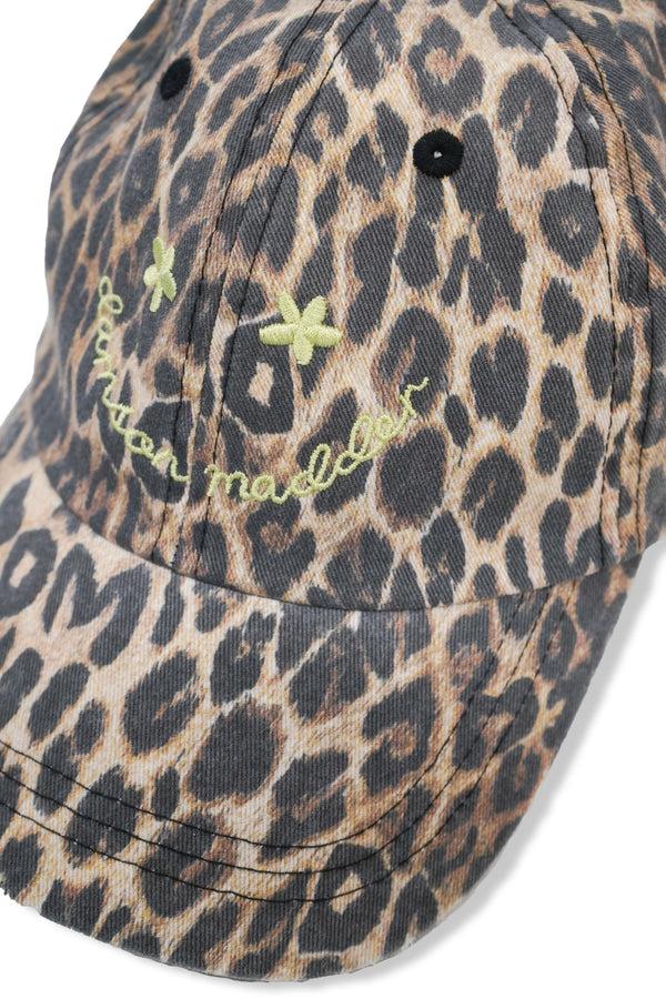 Damson Madder Smiley Cap In Washed Leopard Print