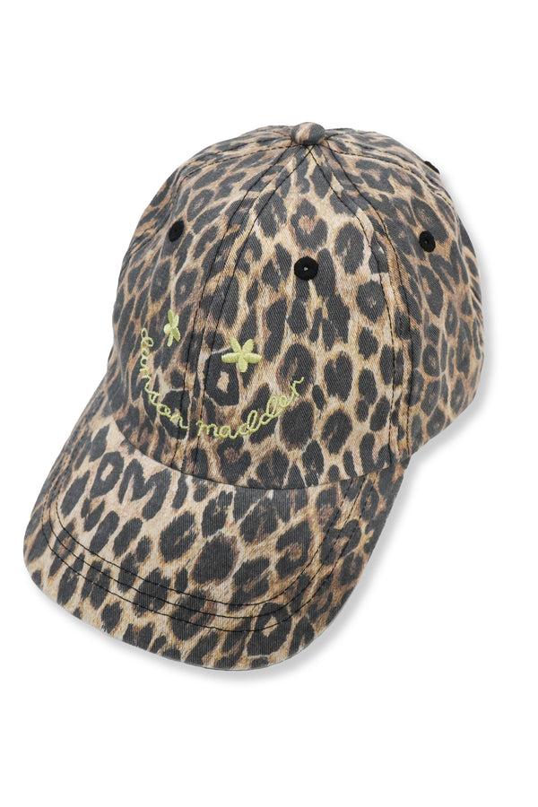 damson madder smiley cap in washed leopard print