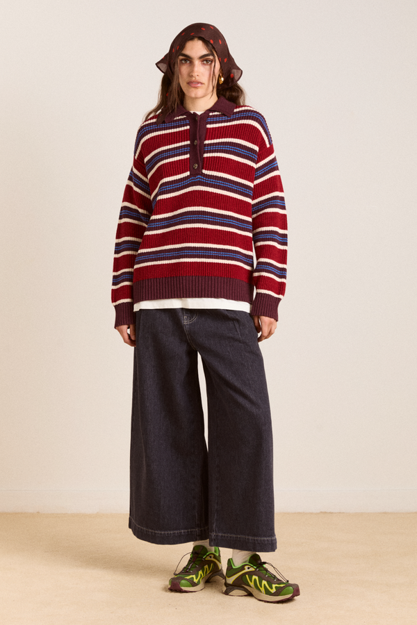 damson madder soft denim pleated marj culottes