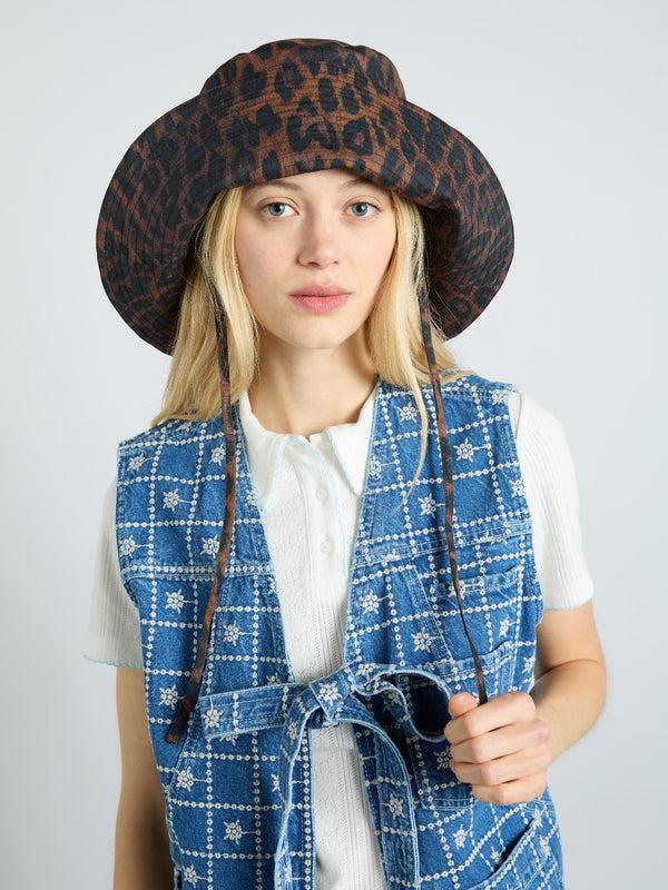 Damson Madder Sunhat In Dark Leopard