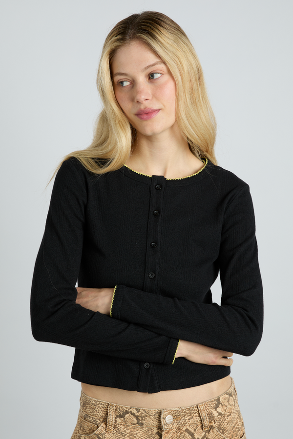 damson madder sybil pointelle cardi - black