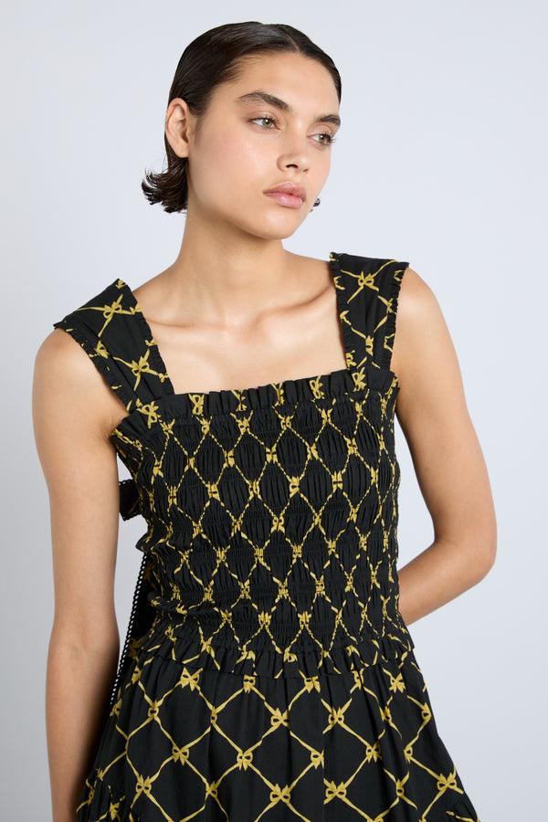 Damson Madder Tish Midi Dress - Black Bow Print