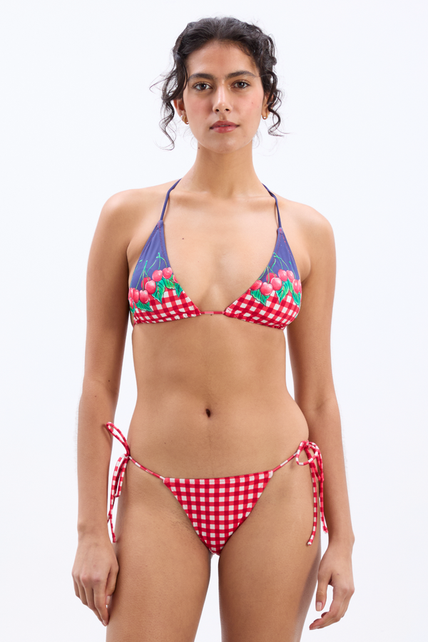 damson madder triangle bikini top - cherry pie