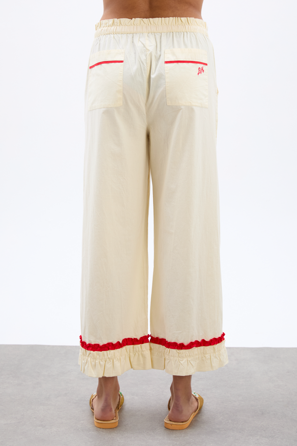 Damson Madder Tula Frilly Hem Trouser - Butter/red