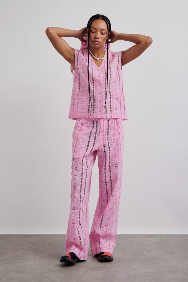 Damson Madder Vacation Pants - Pink Broderie