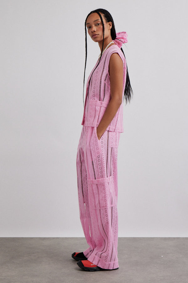 damson madder vacation pants - pink broderie