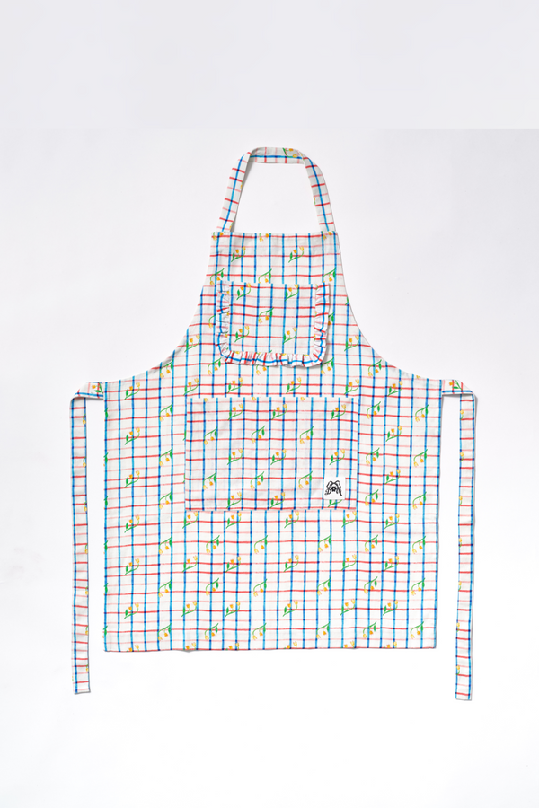 damson madder valerie apron - tulip check