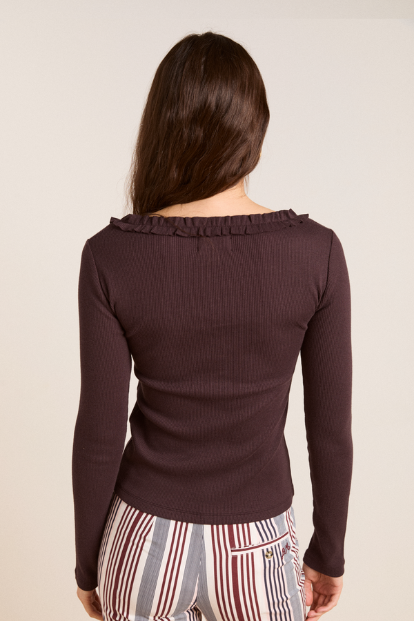 Damson Madder Varsha Frilly Cardi - Brown