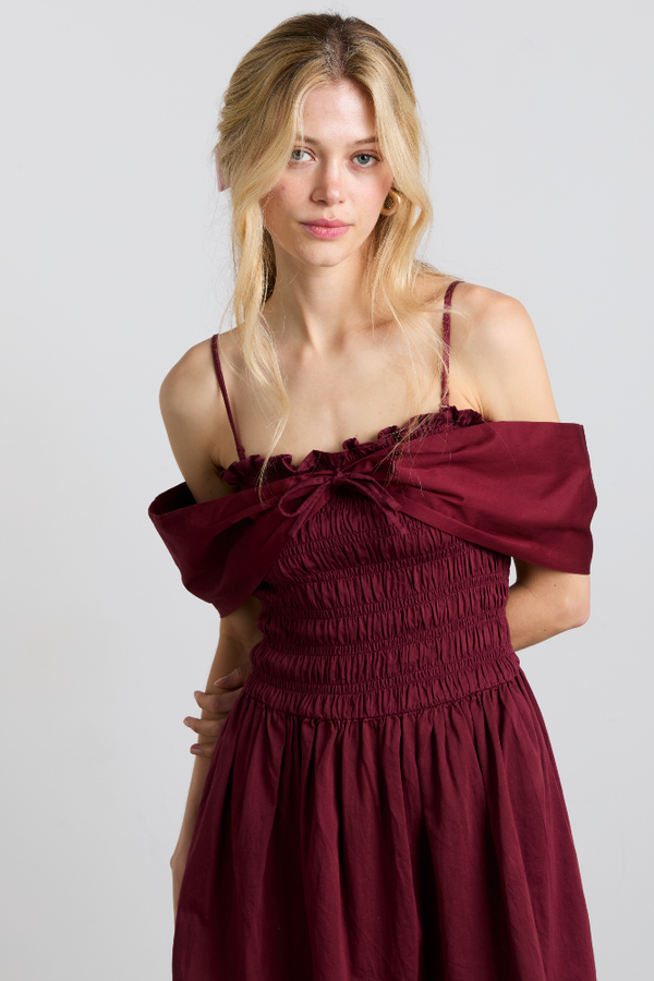 Damson Madder Esmerelda Mini Multi-way Dress - Burgundy