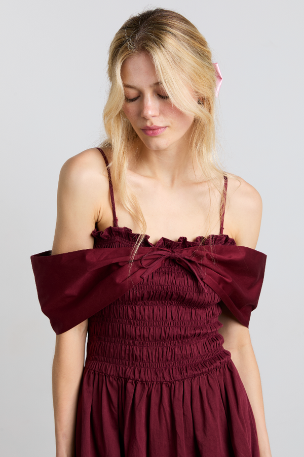 Damson Madder Esmerelda Mini Multi-way Dress - Burgundy