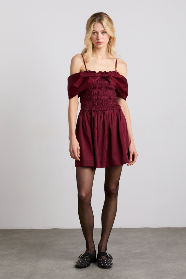 damson madder esmerelda mini multi-way dress - burgundy