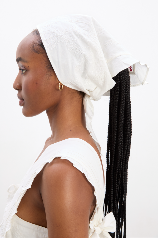 Damson Madder Fan Fan Head Scarf In Patchwork Embroidery