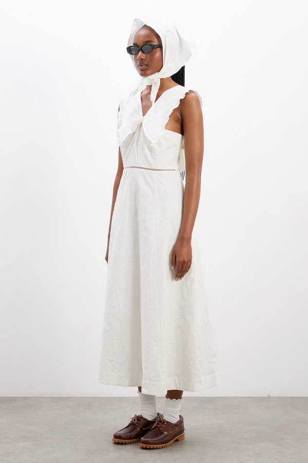 Damson Madder Fan Fan Head Scarf In Patchwork Embroidery