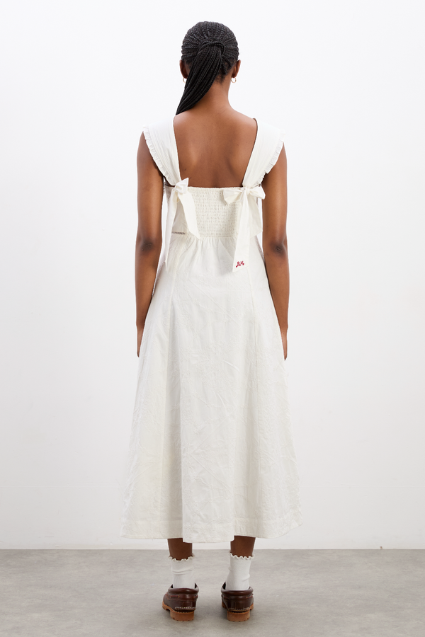 Damson Madder Fan Fan Midi Dress - Patchwork Broderie