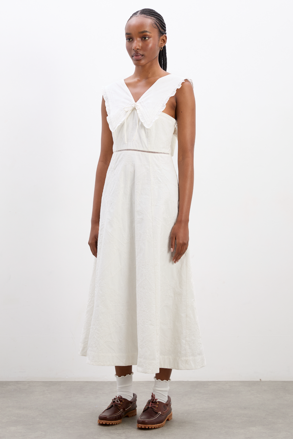 Damson Madder Fan Fan Midi Dress - Patchwork Broderie