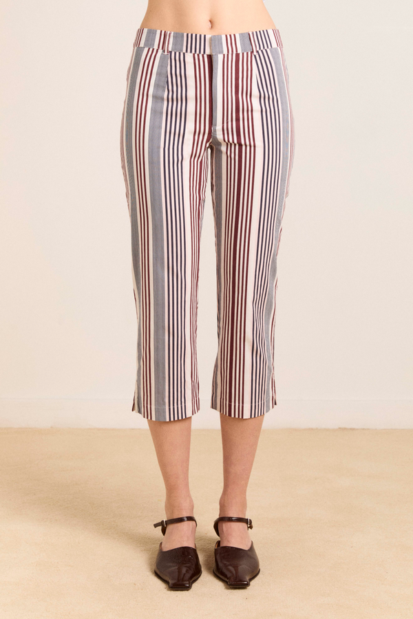 Damson Madder Gaia Capri Trouser - Multi Business Stripe