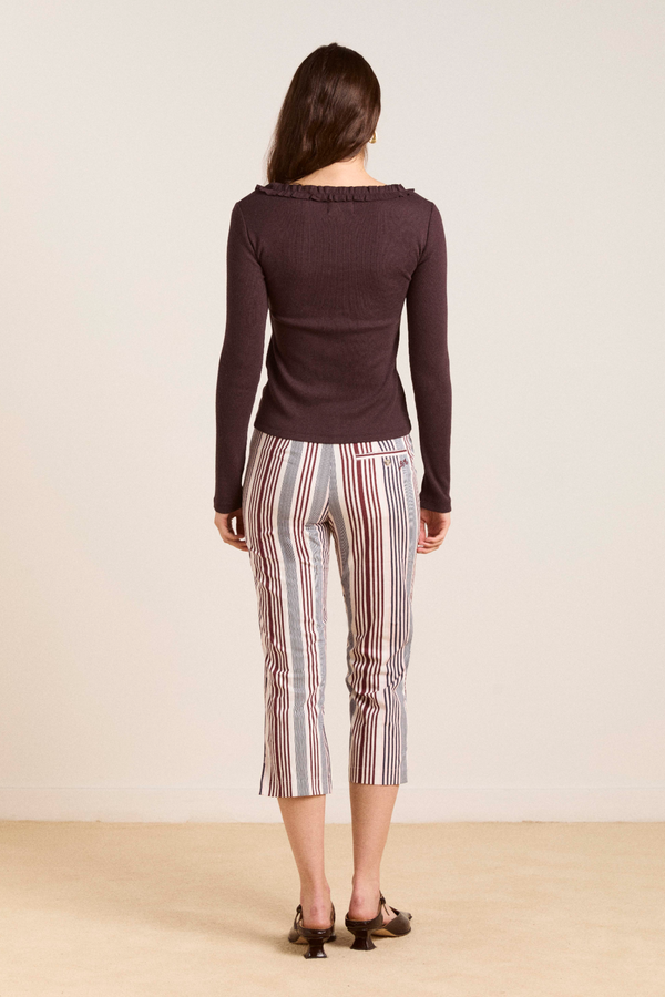 Damson Madder Gaia Capri Trouser - Multi Business Stripe