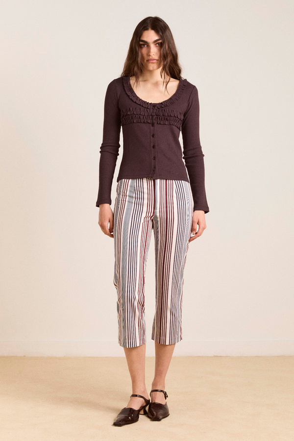 damson madder gaia capri trouser - multi business stripe