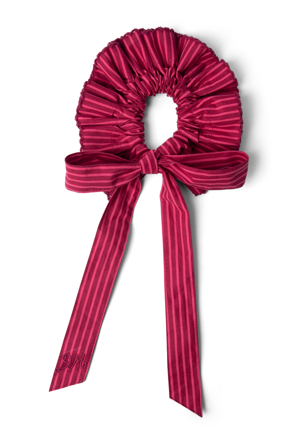 Damson Madder Garter Bun Wrap In Berry Business Stripe