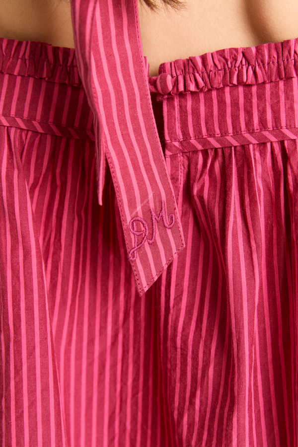 Damson Madder Garter Bun Wrap In Berry Business Stripe