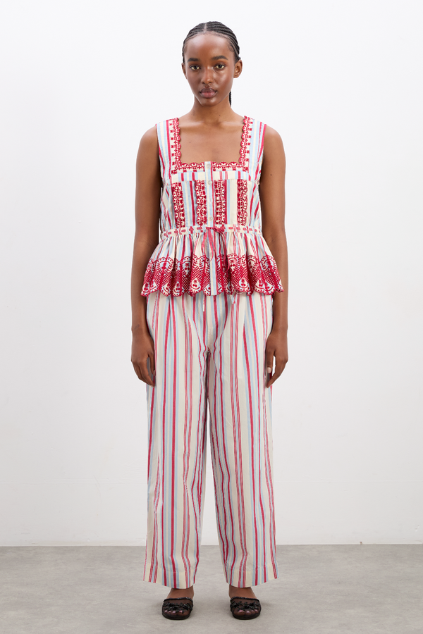 Damson Madder Georgia Trousers - Butter Cherry Stripe