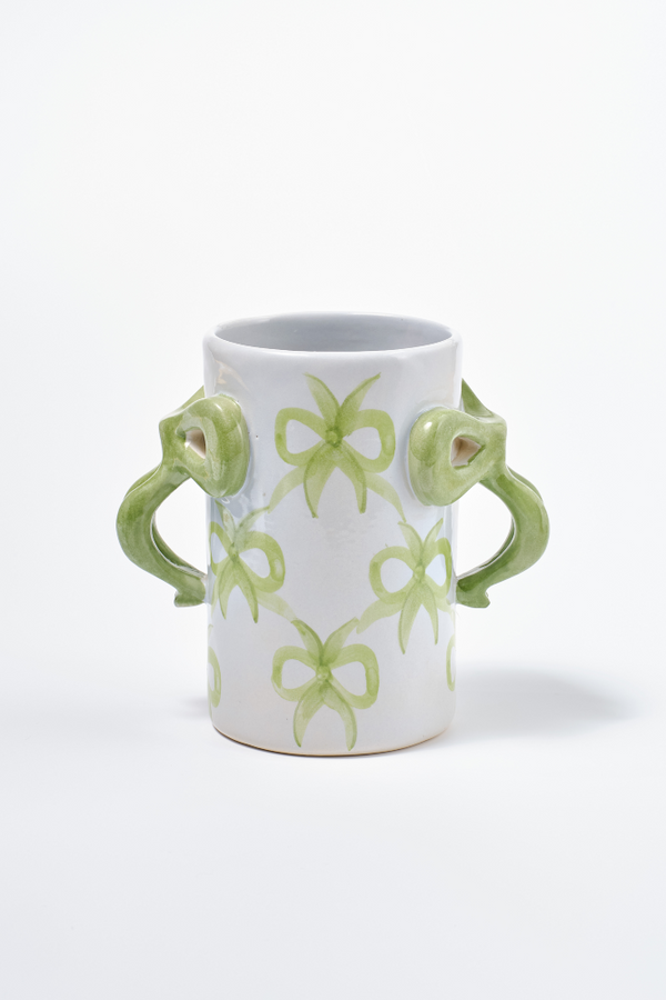 damson madder hand painted bow handle vase - bow design