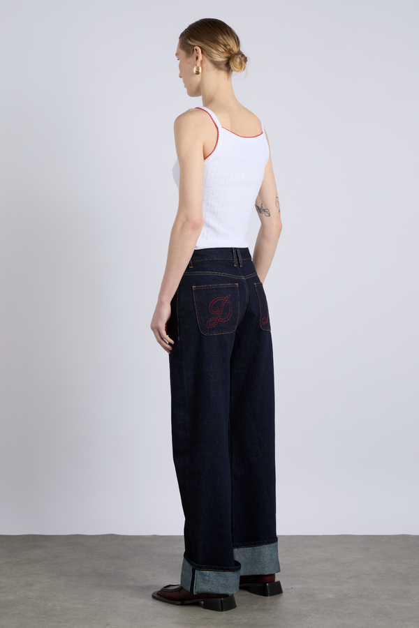 Damson Madder Italian Selvedge Sylvie Jeans With Turn Up