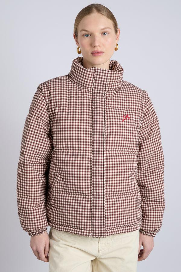 damson madder jennifer check puffer - chocolate gingham