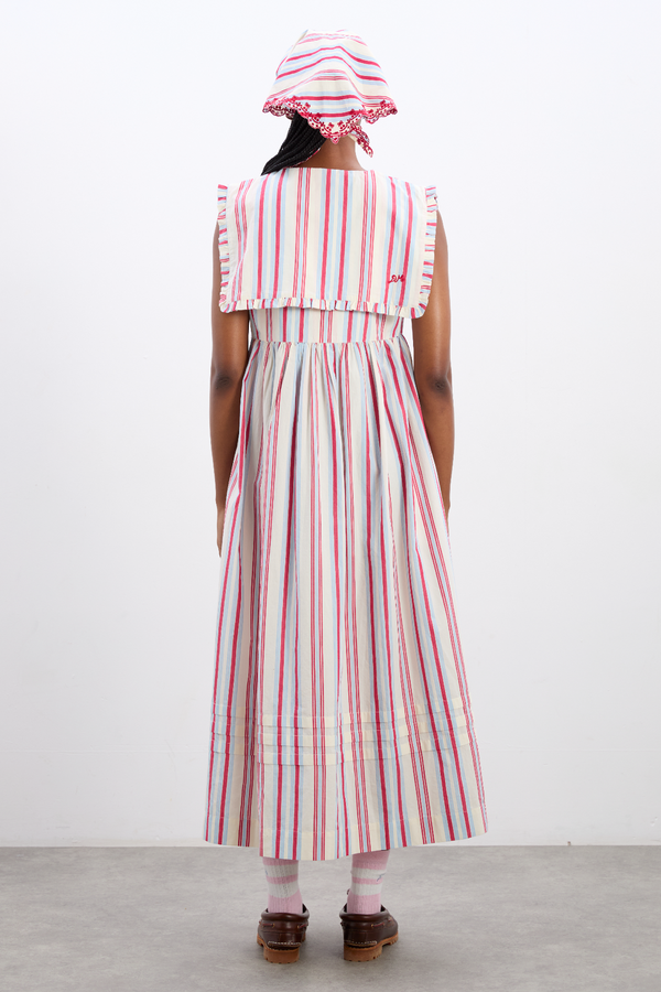 Damson Madder Josephine Midi Dress - Butter Cherry Stripe