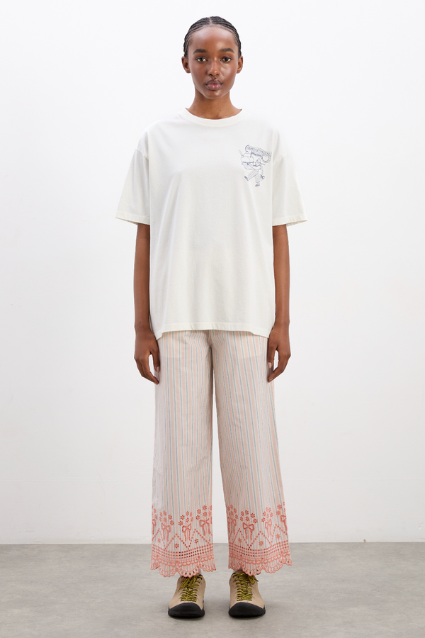 Damson Madder Leah Trousers - Apricot Business Stripe