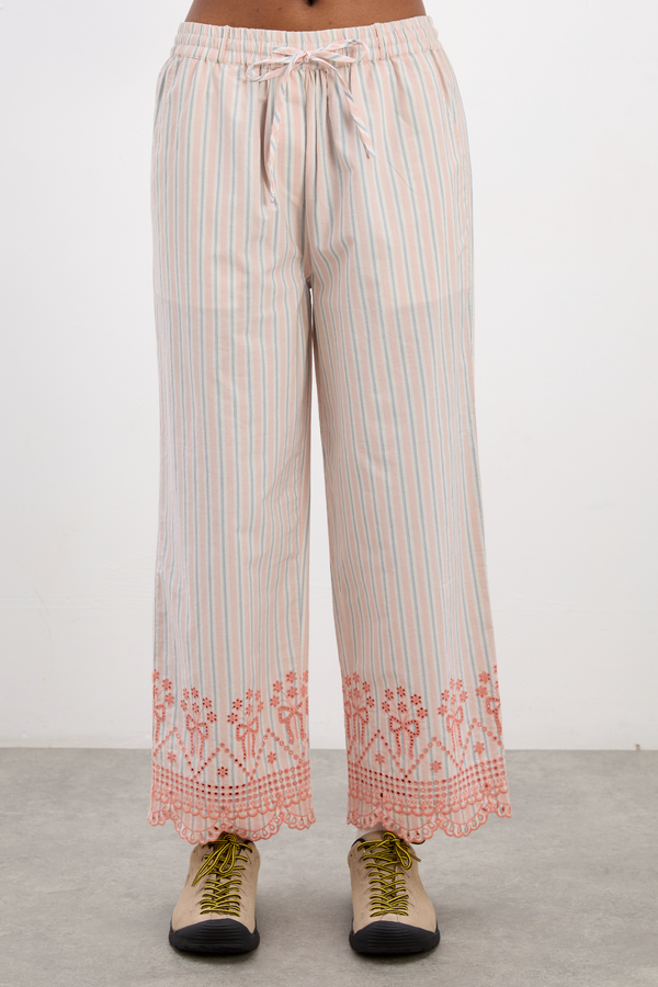 damson madder leah trousers - apricot business stripe