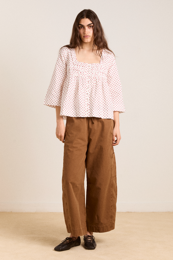 Damson Madder Leilani Blouse - Off White And Red Spot