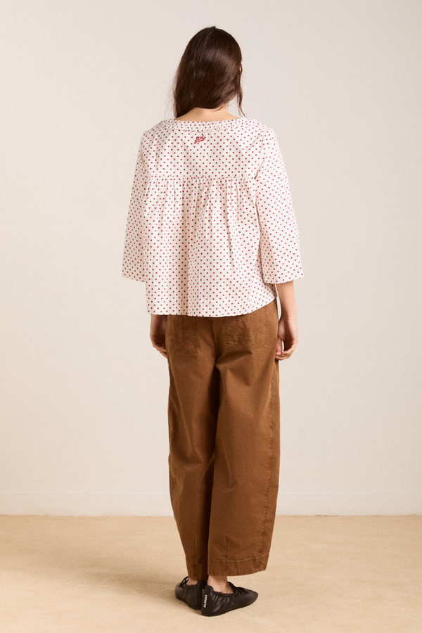 Damson Madder Leilani Blouse - Off White And Red Spot